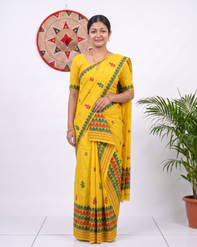 Handcrafted Masrised Cotton Sador Mekhela with unstitched Blouse piece