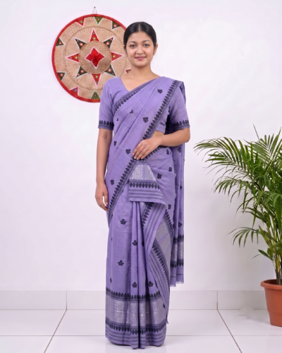 Handcrafted Masrised Cotton Sador Mekhela with unstitched Blouse piece