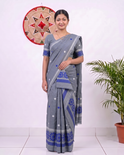 Handcrafted Masrised Cotton Sador Mekhela with unstitched Blouse piece