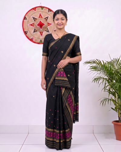 Handcrafted Masrised Cotton Sador Mekhela with unstitched Blouse piece