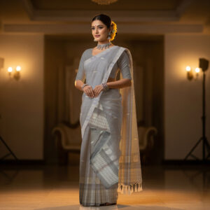 Handcrafted Kesapat Cotton Sador Mekhela with unstitched Blouse piece