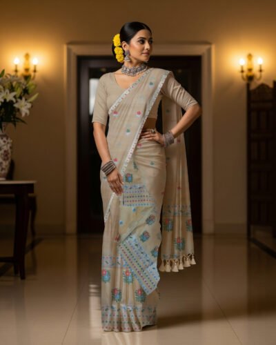 MMD Kesapat Cotton Sador Mekhela with unstitched Blouse piece