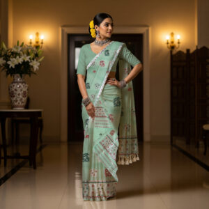 MMD Kesapat Cotton Sador Mekhela with unstitched Blouse piece