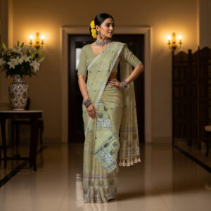 MMD Kesapat Cotton Sador Mekhela with unstitched Blouse piece