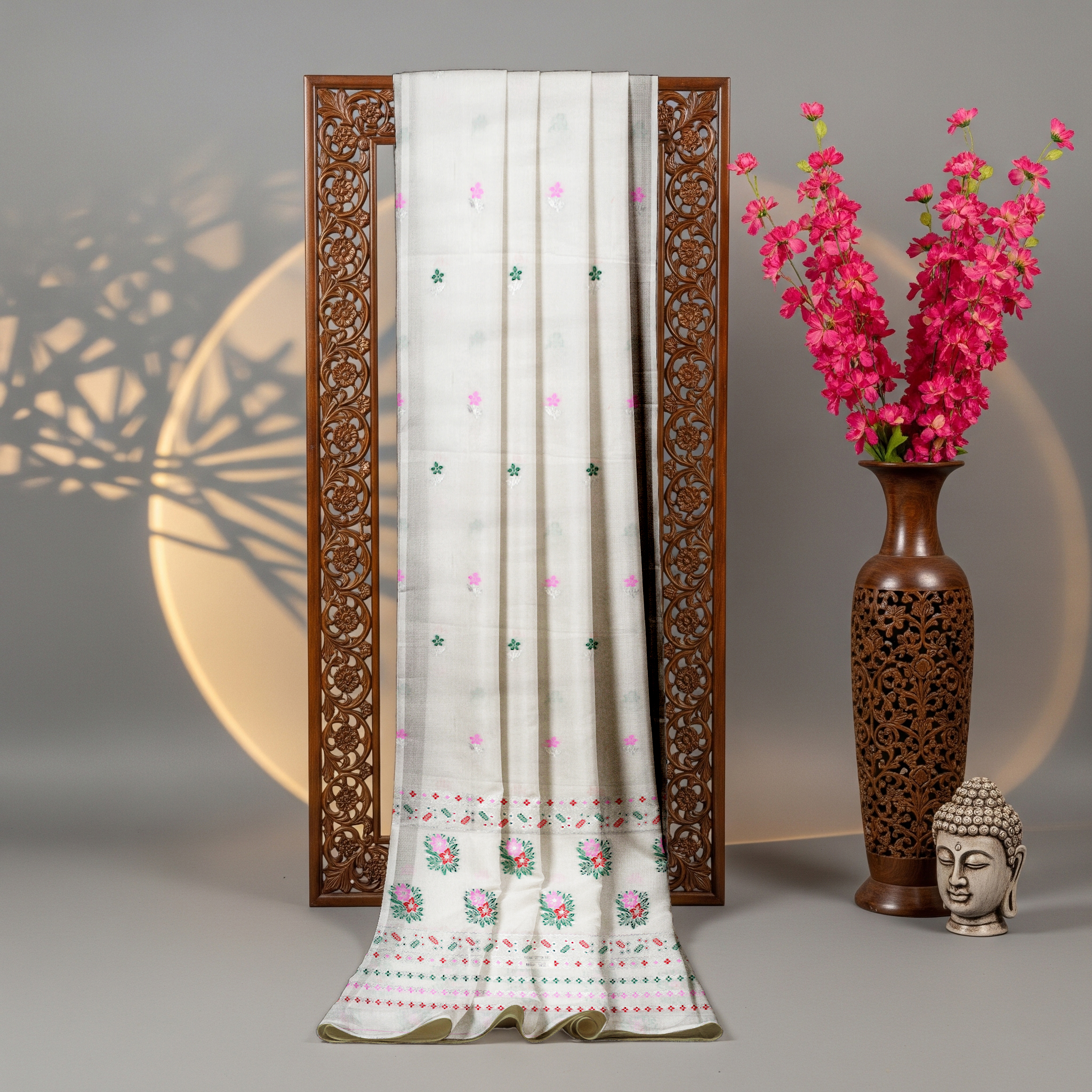 MMD Kesapat Cotton Sador Mekhela with unstitched Blouse piece - Image 2