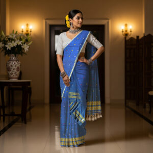 Handcrafted Masrised Cotton Sador Mekhela with unstitched Blouse piece