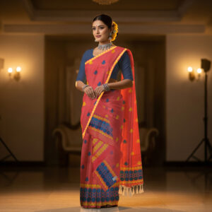 Handcrafted Nunee Cotton Sador Mekhela with unstitched Blouse piece