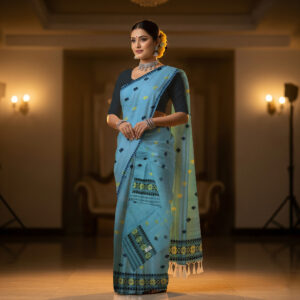 Handcrafted Nunee Cotton Sador Mekhela with unstitched Blouse piece