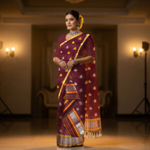 Handcrafted Nunee Cotton Sador Mekhela with unstitched Blouse piece