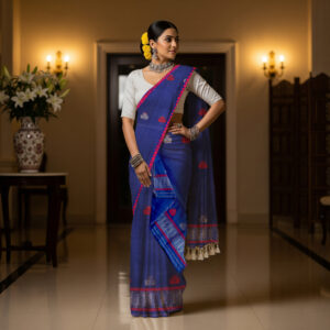 Handcrafted Silk Cotton Sador Mekhela with unstitched Blouse piece