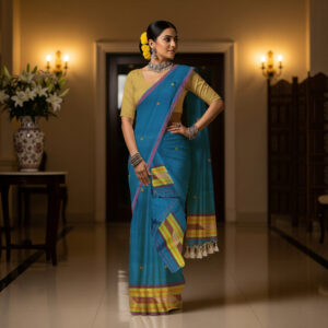 Handcrafted Silk Cotton Sador Mekhela with unstitched Blouse piece