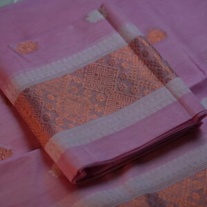 Handmade Nuneepat Sador Mekhela with unstitched Blouse piece