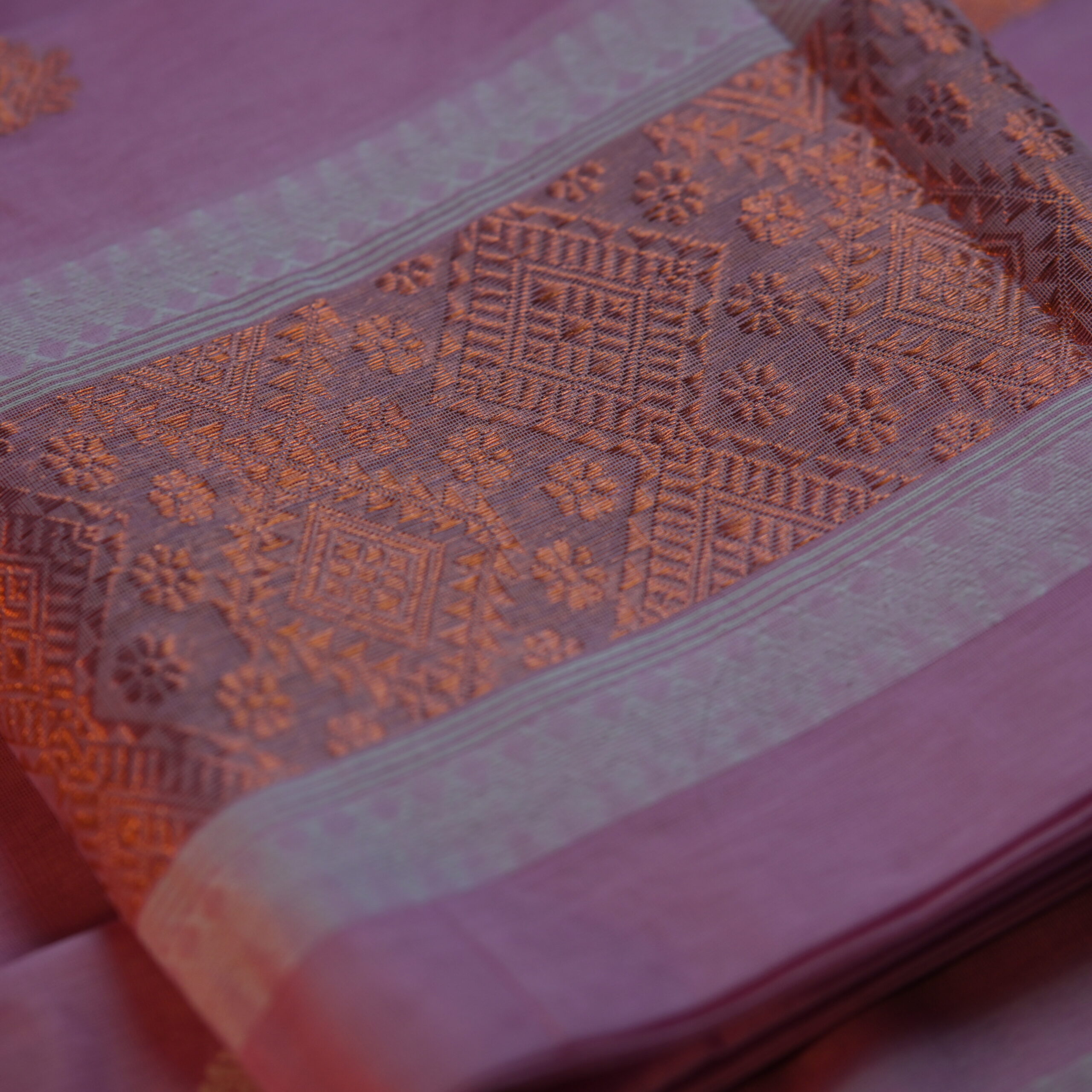 Handmade Nuneepat Sador Mekhela with unstitched Blouse piece - Image 3