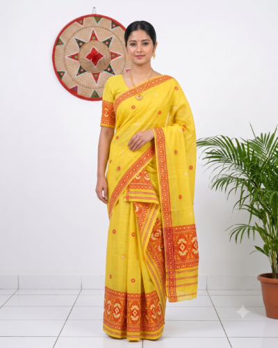 Bua Cotton Sadar Mekhela with unstitched Blouse piece